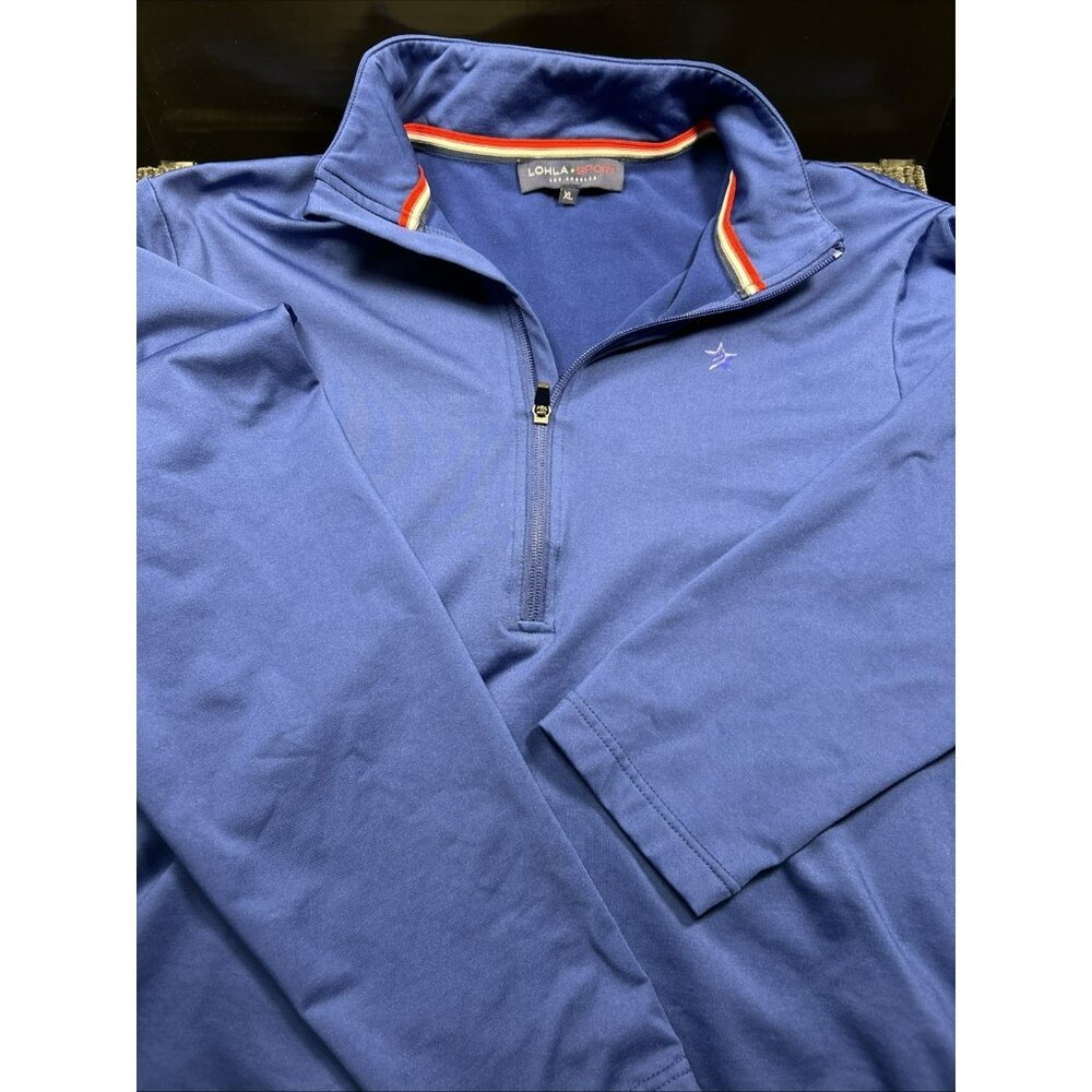 LOHLA Sport Los Angeles Long Sleeve Quarter Zip Size XL Navy Blue Solid Print
